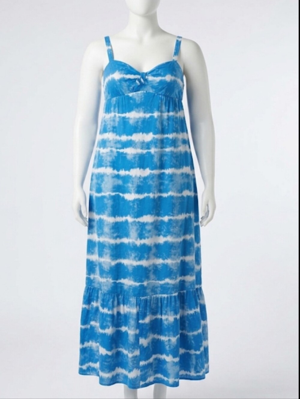 Faded Glory Tie Dye  Blue and White Striped Maxi Dress